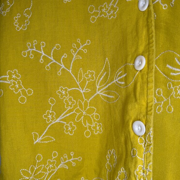 PRICE FIRM Madewell Yellow Embroidered Linen Boxy Button Down Shirt | Size XS/S - Picture 6 of 10